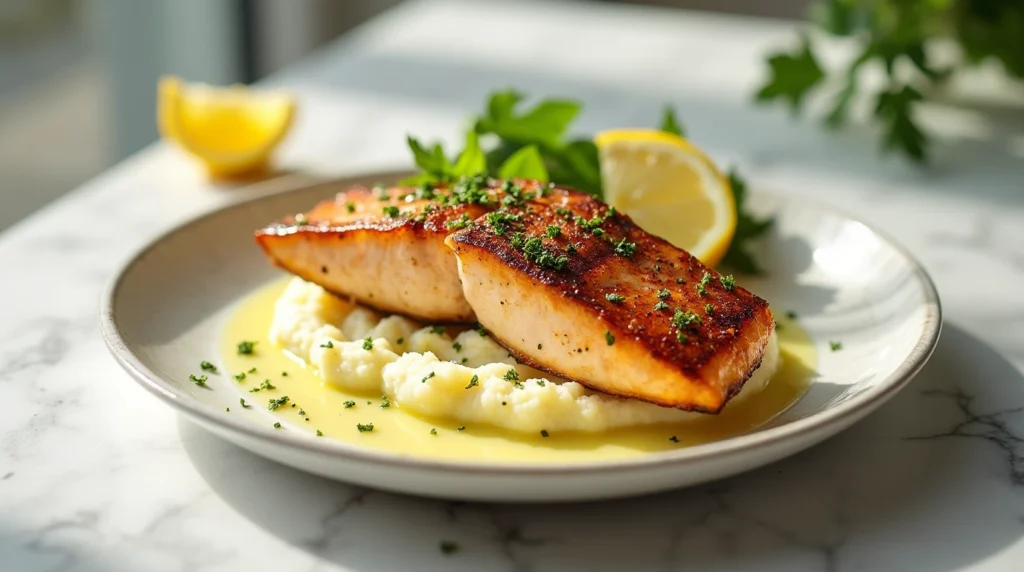 Salmon and Mashed Potatoes: 5 Easy Steps for a Perfect Dish 2 creamy garlic butter salmon