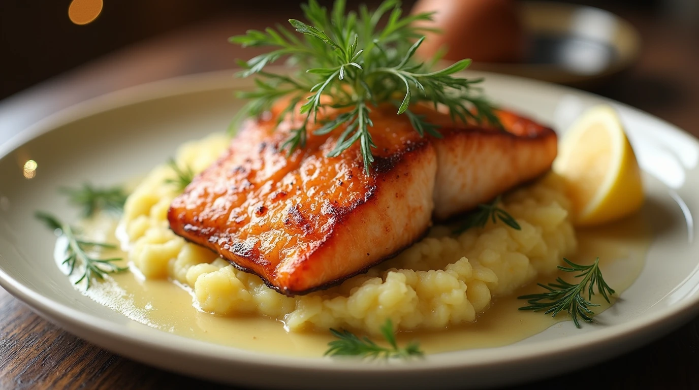 salmon and mashed potatoes